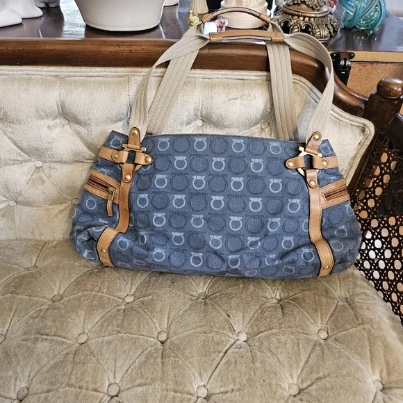 Authentic Salvatore Ferragamo denim tote bag - Picture 2 of 12